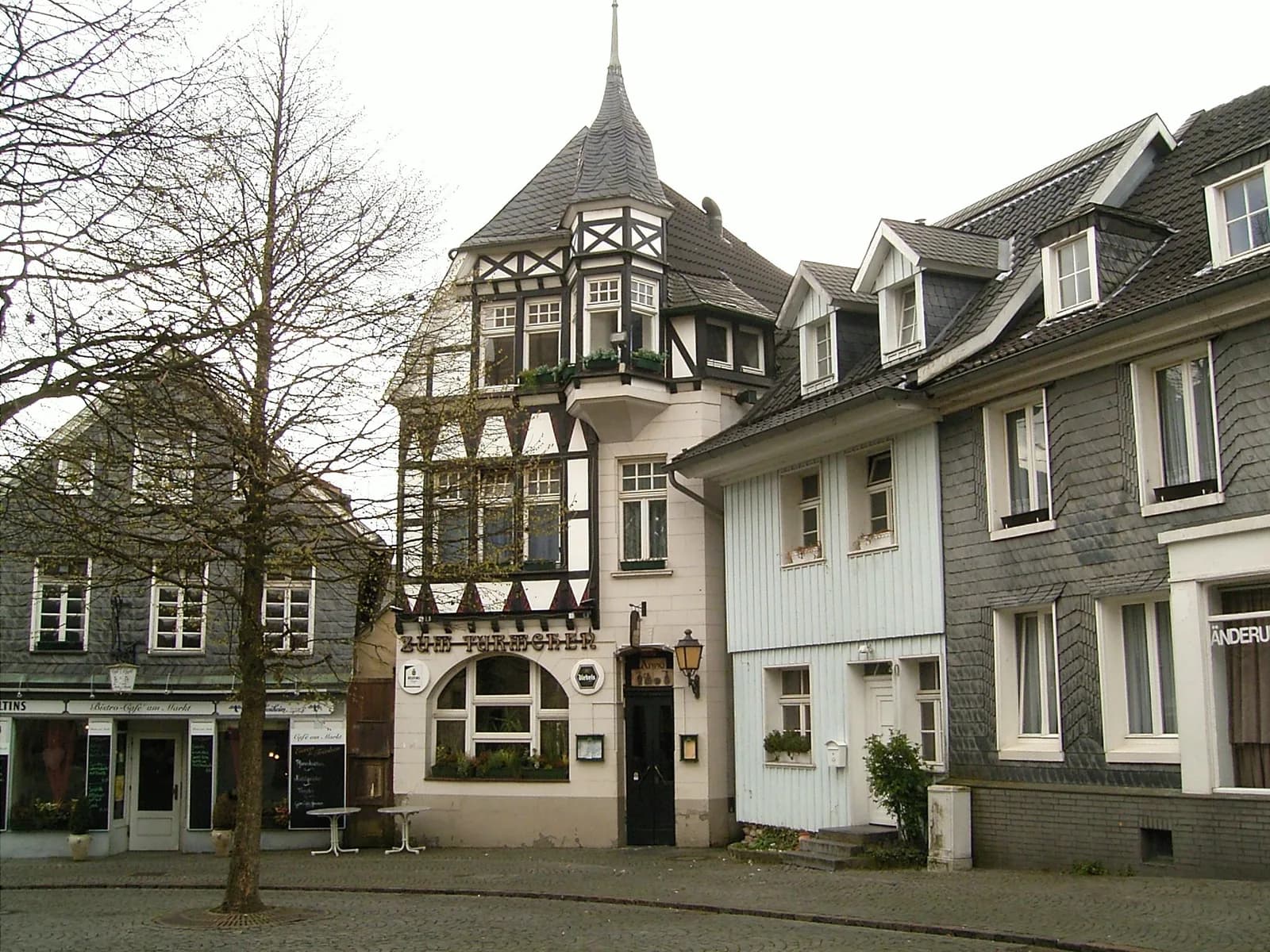 Historische Häuser am Markt in der Mettmanner Altstadt